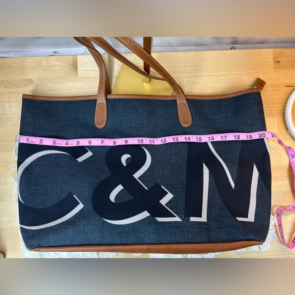 Barrington Large Navy Canvas Tote with Brown Leather Trim - Picture 11 of 12